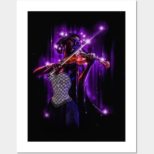 Toon black woman playing violin Posters and Art